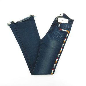 Miss Me Womens Blue Embroidered Flared Jeans Size 24